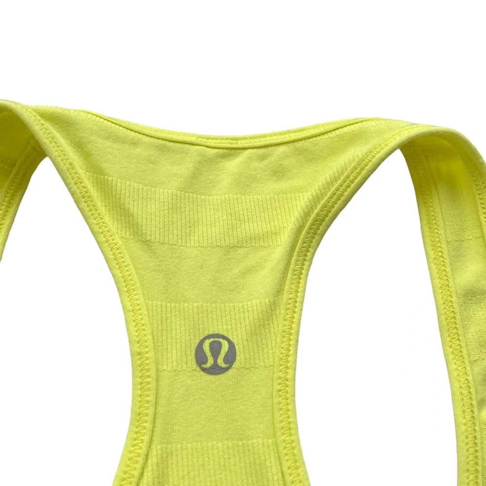 Lululemon Womens Clarity Yellow Cool Racerback Striped Ribbed Racerback Tank Top